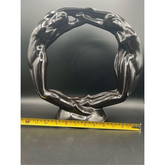 Haeger Pottery Couple Lovers Eternity Circle of Love Black Statue 1986 orig stic - Picture 6 of 7